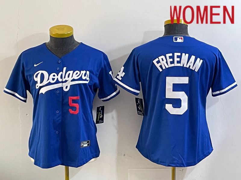 Women Los Angeles Dodgers #5 Freeman Blue Game 2024 Nike MLB Jersey style 11201